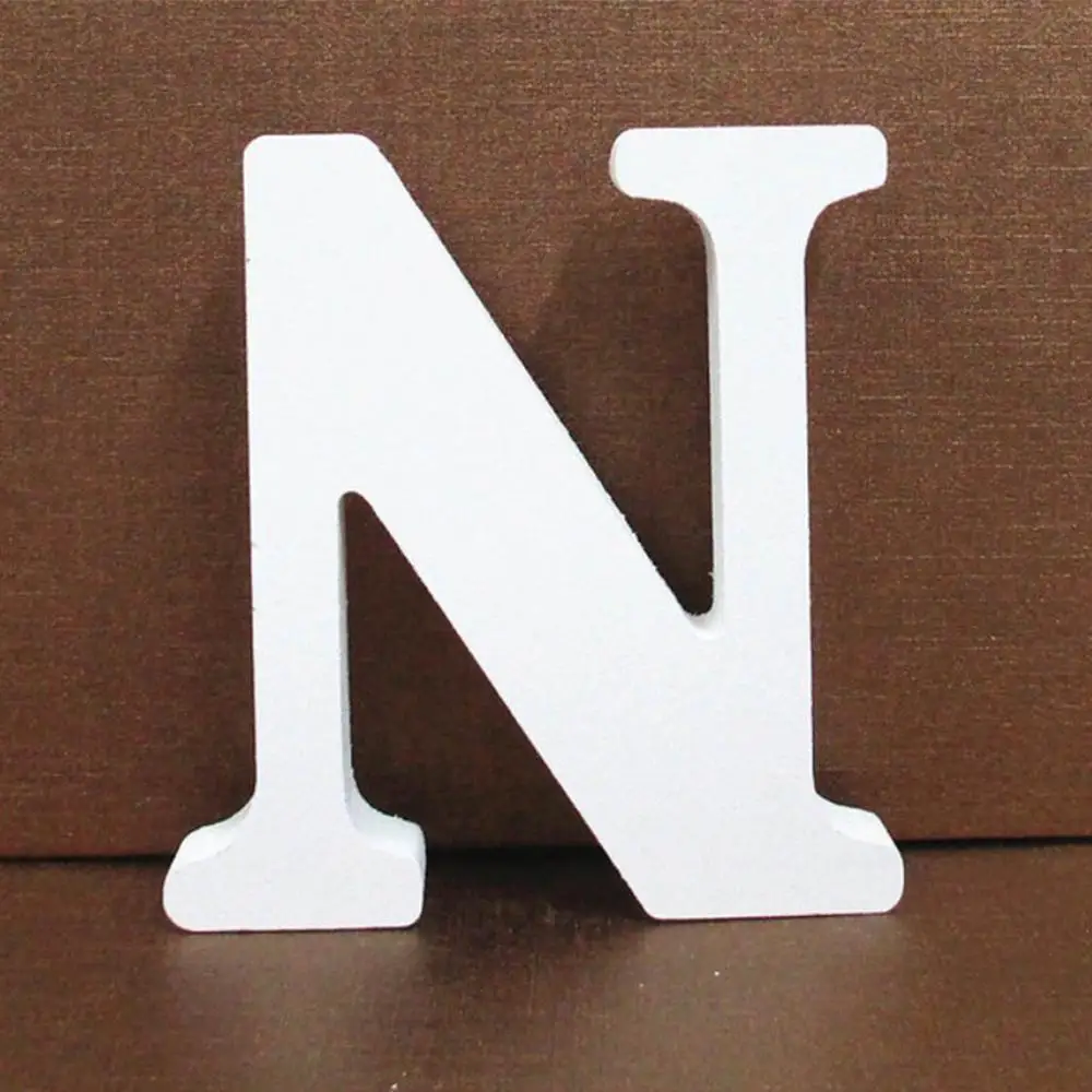 N 3D деревянные буквы алфавита A to Z декоративные буквы DIY Деревянные Ремесла персонализированное Имя Свадебные украшения дома - Цвет: N