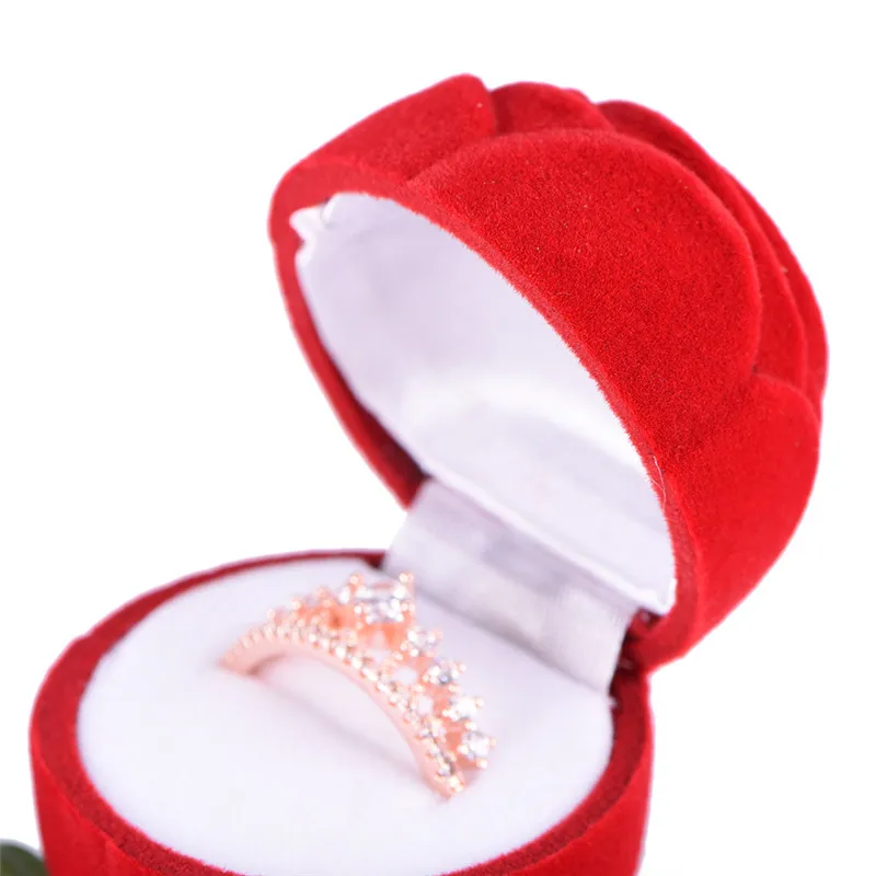 Бархатная шкатулка для хранения ювелирных изделий с красной розой 2017|packaging gift