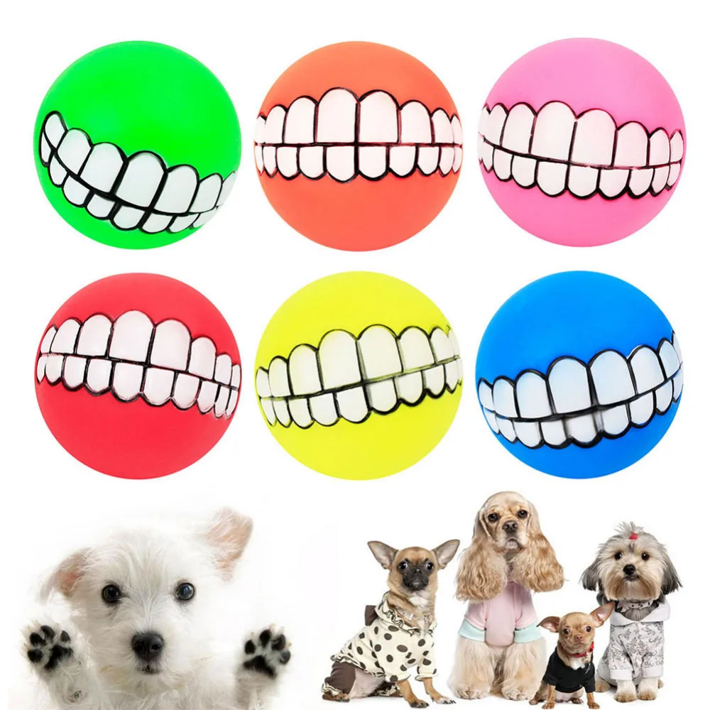 1 Pc Ball Pet Toy Non-Toxic Silicone Sound toy Cute Tooth ball Dog Durable Treat Strong 7 Color Random | Дом и сад