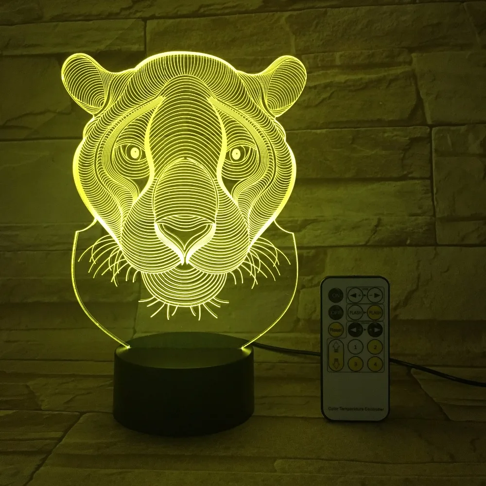 RC Remote Or Touch Control 3D Lion House Decor USB Lamp Kids Toy Gift Bedside Luminarias 7 Colors Flash Change LED Night Light | Освещение