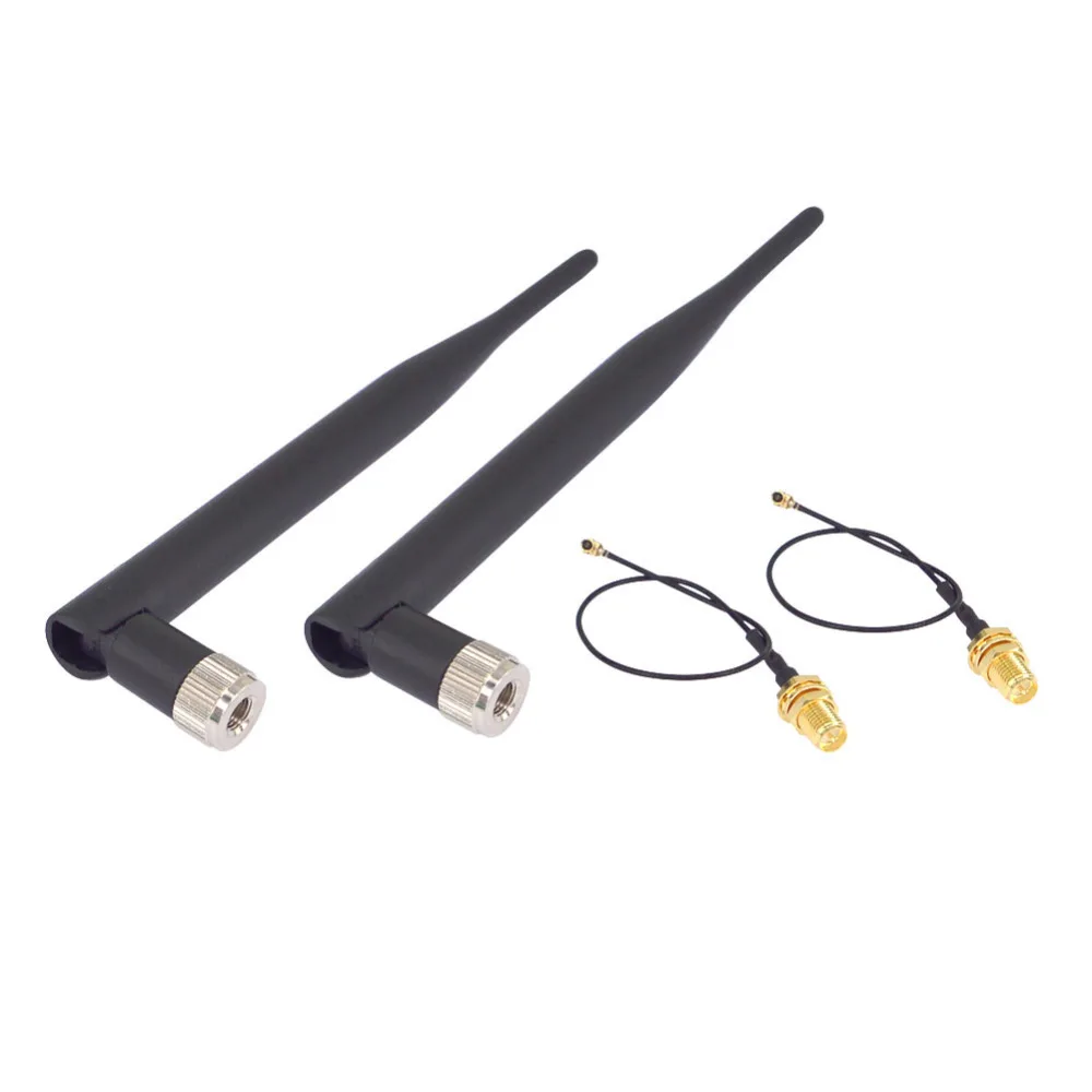 4 шт./лот 5dBi 2,4 ГГц RP-SMA мужской Wi-Fi антенна+ 2 шт. IPX для RP-SMA Jack Мужской Pin удлинитель косичка кабель 17 см