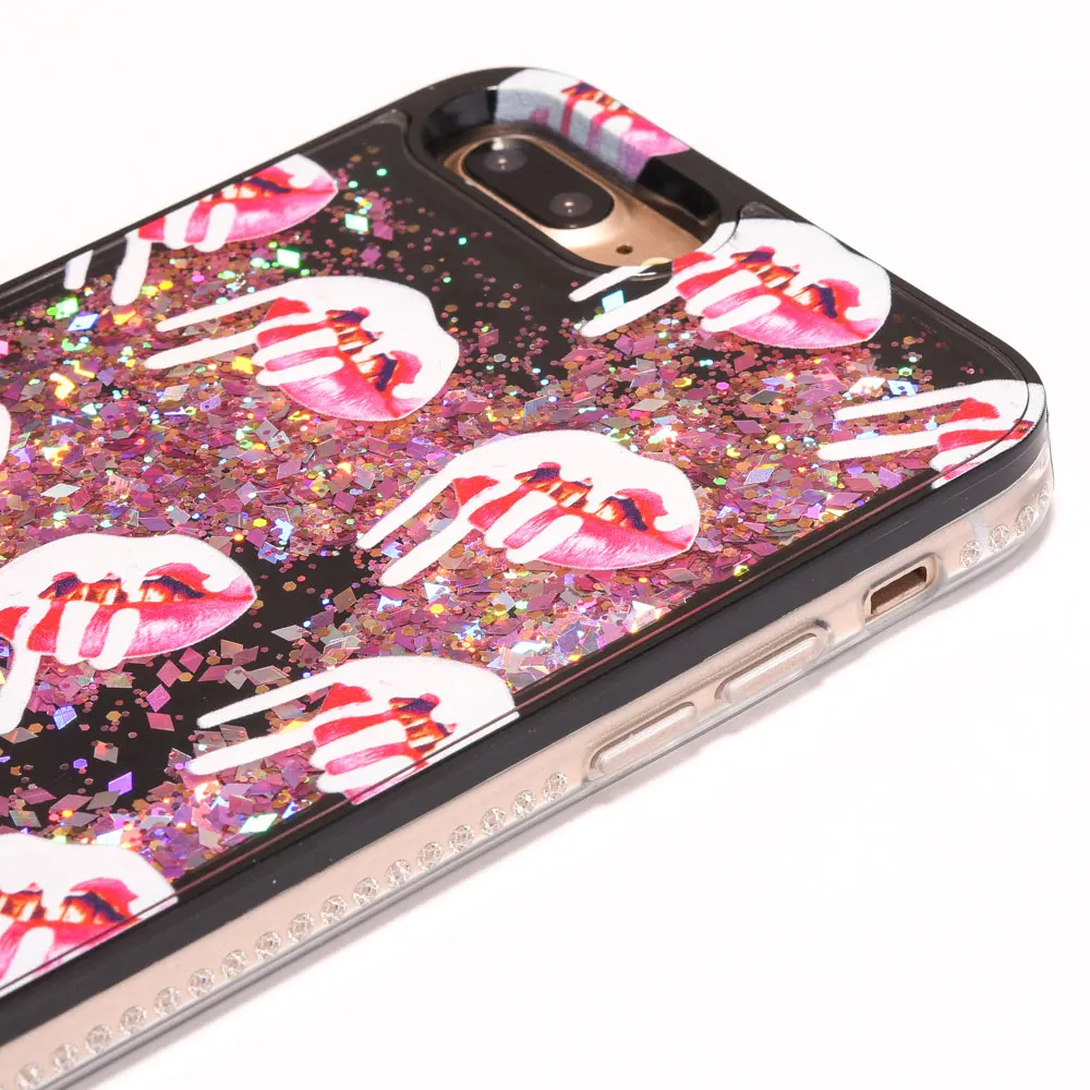 FQYANG Блестящий Алмазный чехол для IPHONE XS X 8 7 губ с рисунком динамическая жидкость
