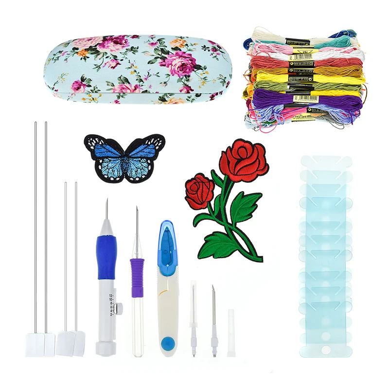 Новинка набор волшебных игл для вышивки иглы ножницы нить цветочные узоры