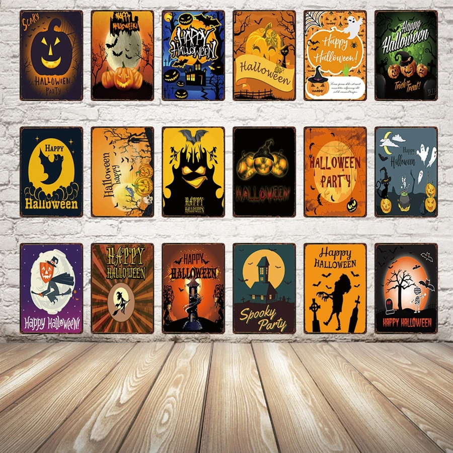 

[ Kelly66 ] Happy Halloween Metal Sign Tin Poster Home Decor Bar Wall Art Painting 20*30 CM Size y-1847