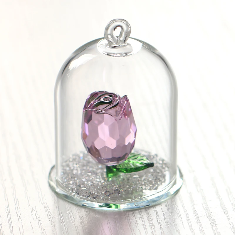 H & D Кристалл зачарованная Роза цветок фигурка мечты орнамент в стеклянном куполе