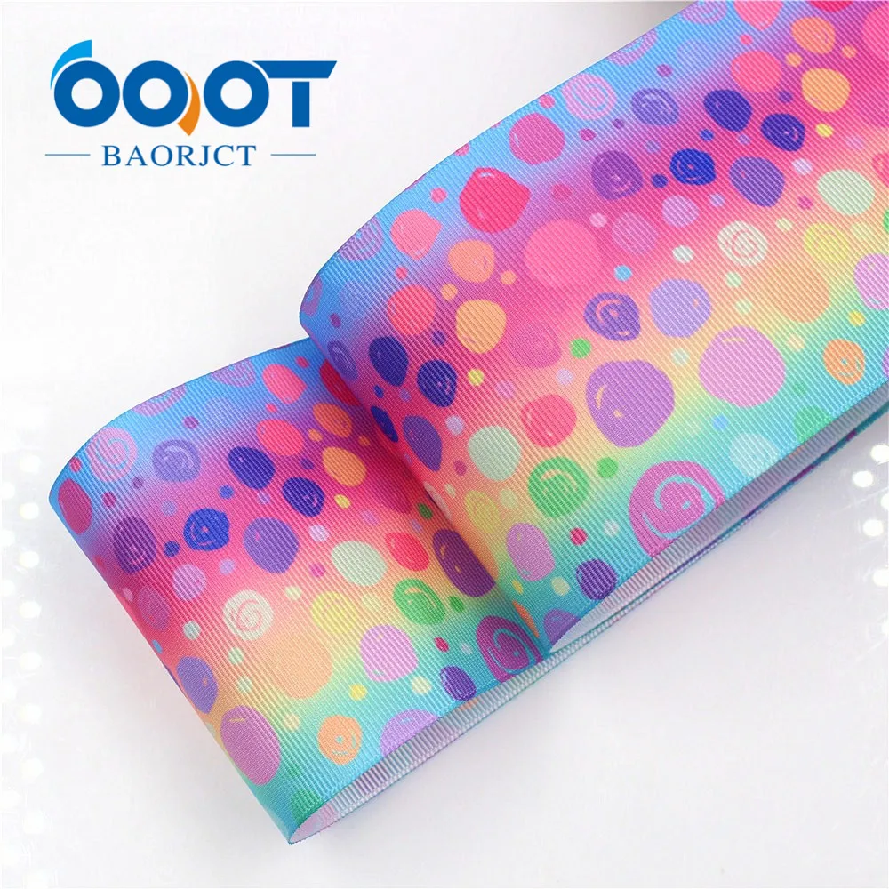OOOT BAORJCT I-18428-42 75 мм 10 ярдов мультфильм горошек ленты Термальность передачи печатных grosgrain Свадебные аксессуары DIY материал