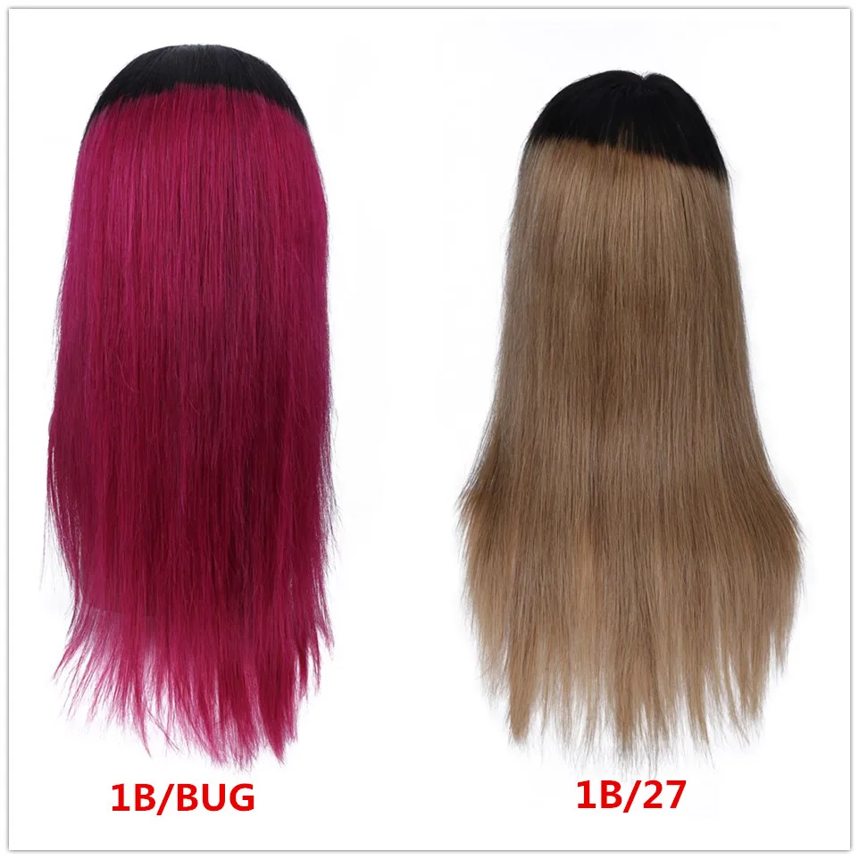 HairUGo T1B/27 перуанские волосы на кружеве парик Омбре кружева спереди прямые