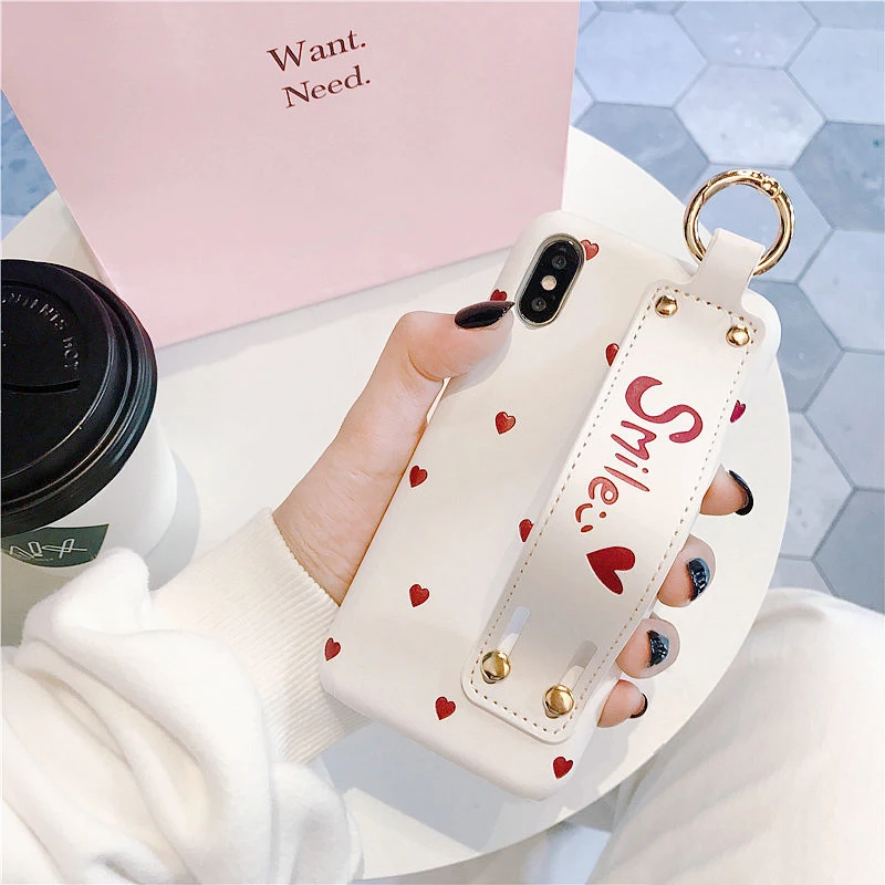 Чехол для телефона GlamPhoneCase Red Love Heart с ремешком iphone X 8 8plus 6 plus Жесткий 7plus 7 6S + Мода |