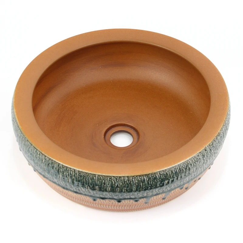 Современный коричневый с остеклением зеленый сосуд Раковина шланг для ванной