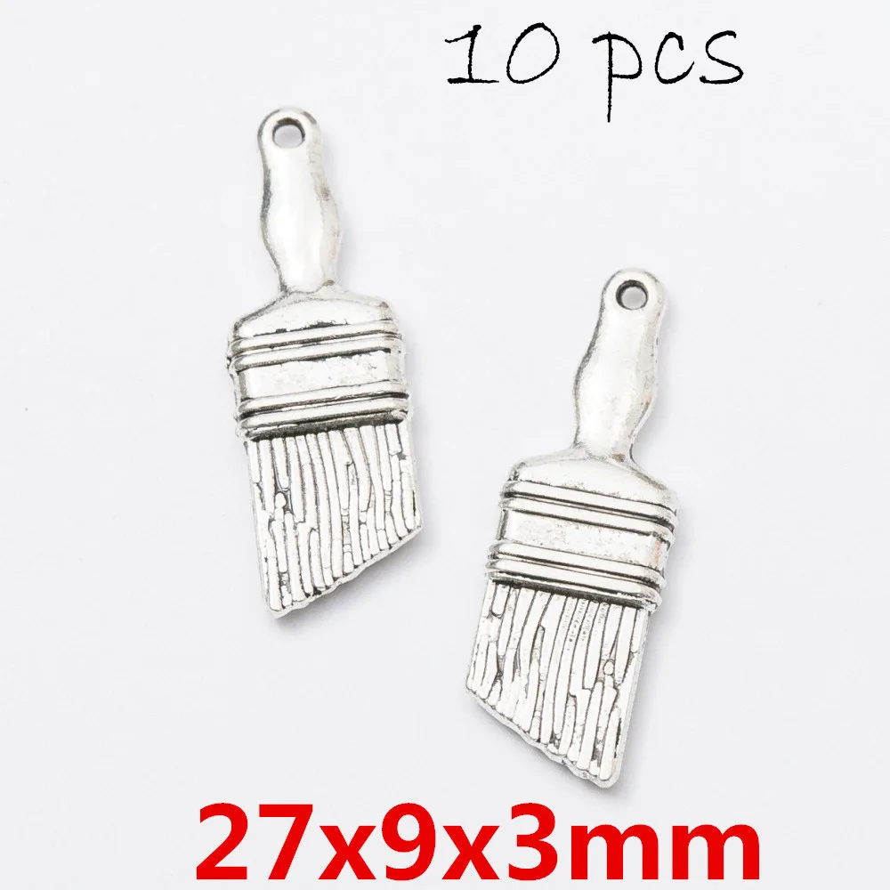 10pcs - brush DIY Подвески для изготовления украшений инструменты форма цинковый сплав античный посеребренный ручной работы подвески ожерелье браслет брелок аксессуары - Окраска металла: 10pcs - brush