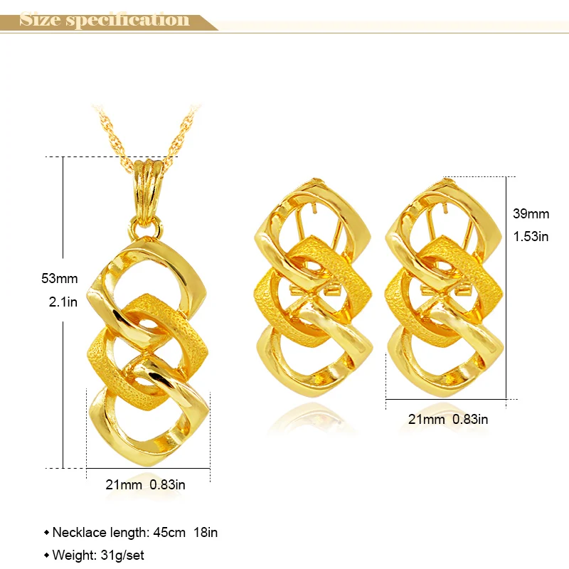 Ювелирные изделия Sunny Jewelry модные новые геометрические наборы колье серьги кулон