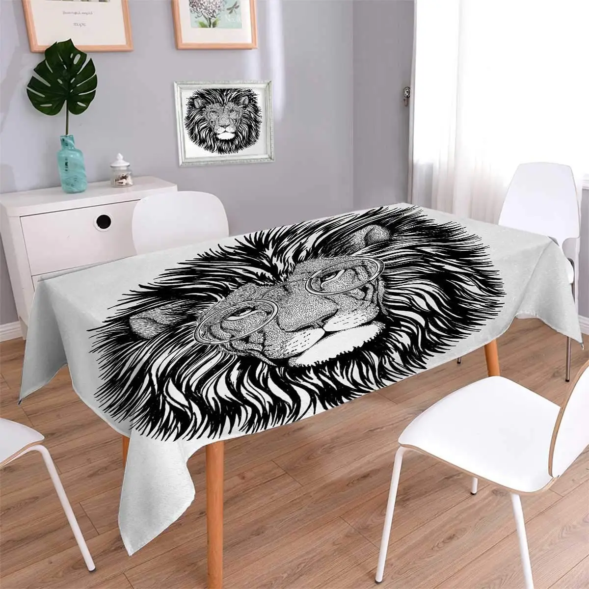 Индии печатной площади дикий Hipster Lion с очками мудрые большой кот умный Умное