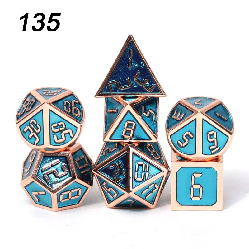 Chengshuo игральные кости DND Металл РГП набор многогранных подземелья и дракон d20 8 синий настольные игры цинковый сплав Цифровой узор в кости - Цвет: 135