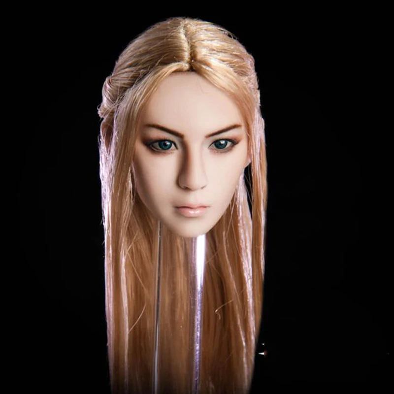1:6, женская голова, резьба, голова эльфа, голова девушки, резная, черные/светлые волосы, съемные уши, лепим, модель для 12 дюймов, Phichen, бледная/загорелая фигура