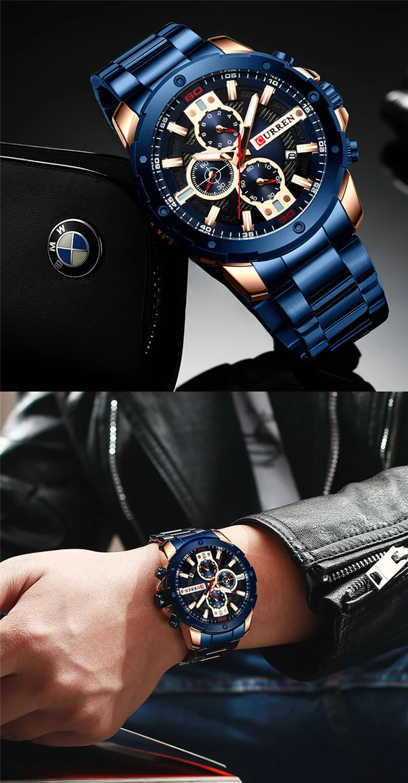 Часы наручные CURREN Мужские с хронографом водонепроницаемые армейские брендовые