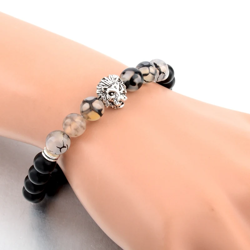 LongWay 8 мм бусины из натурального камня браслет для женщин и мужчин античный