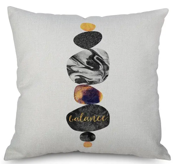Nordic Style Watercolor Geometry Throw Cushions Creative Ink Mountaion Stone Geometric Printed Plush Chair Pillow Seat Pad - Цвет: A1