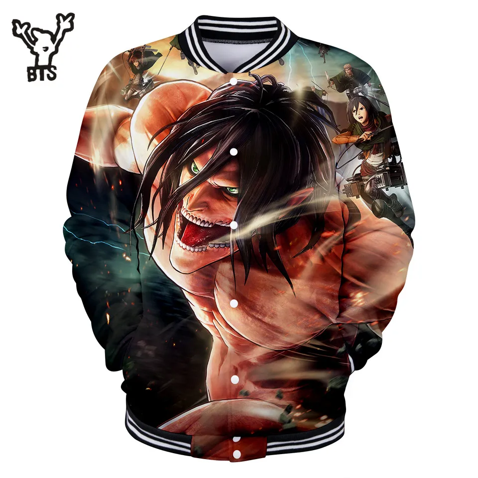Мужская бейсбольная куртка 3D Cool Attack On Titan Лидер продаж модная забавная толстовка