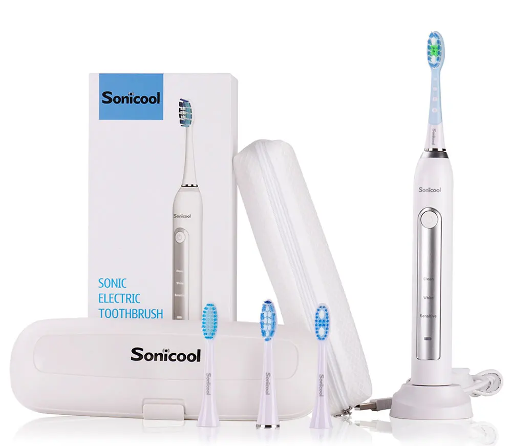 White Sonic ool 051B ультра звуковая электрическая зубная щетка USB перезаряжаемая 31000 об/мин звуковая электрическая зубная щетка Водонепроницаемая версия ЕС/США - Цвет: White
