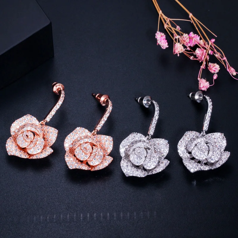 Pera романтические женские вечерние ювелирные изделия цветок розы кубический