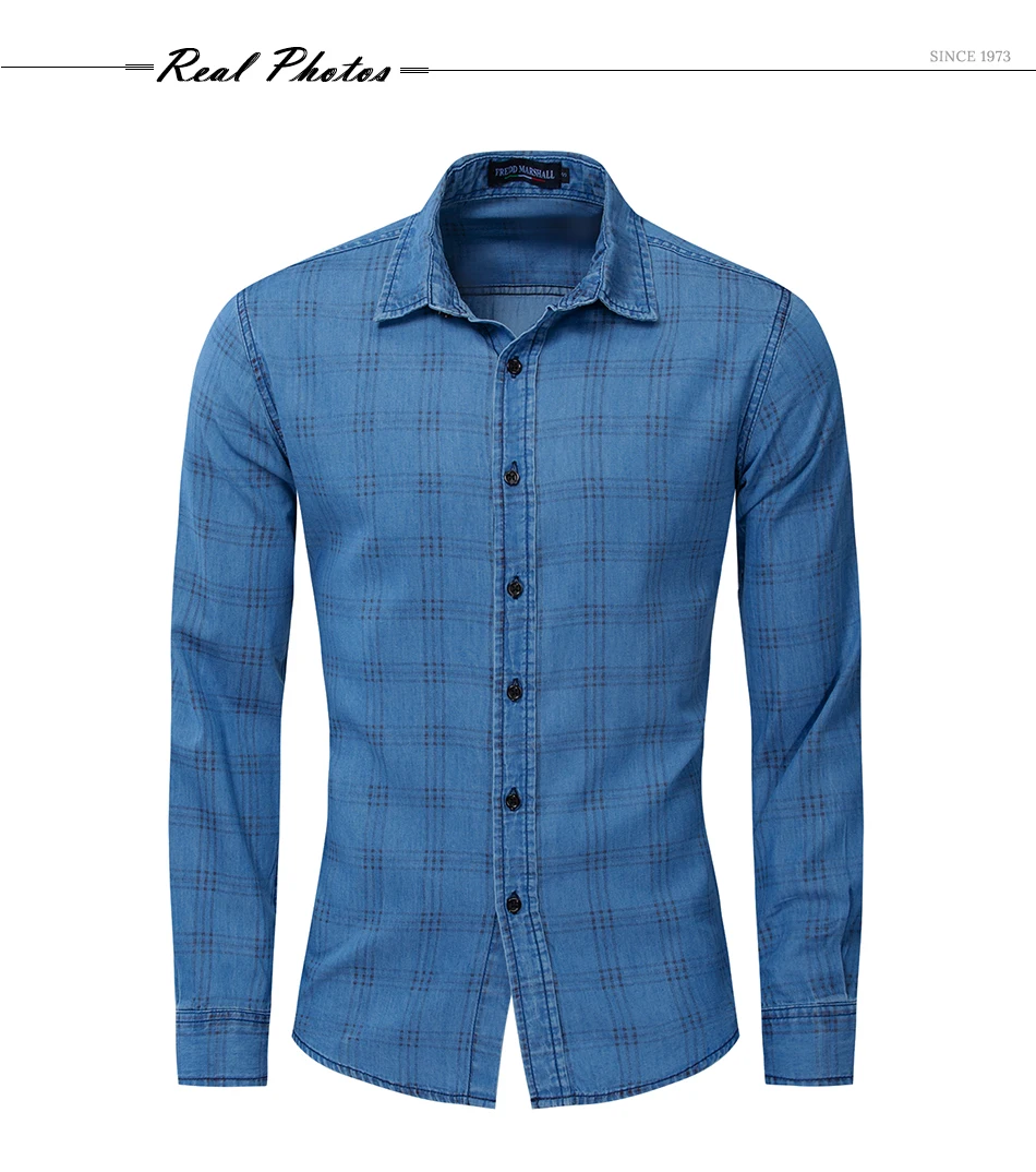 Fredd MARSHALL хлопок Повседневное мужская клетчатая рубашка Slim-Fit Button Down клетчатая рубашка мужская с длинным рукавом высокое качество рубашки 205