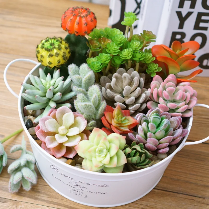 Сочные искусственные растения пластиковые осенние листья DIY suculent офис украшения
