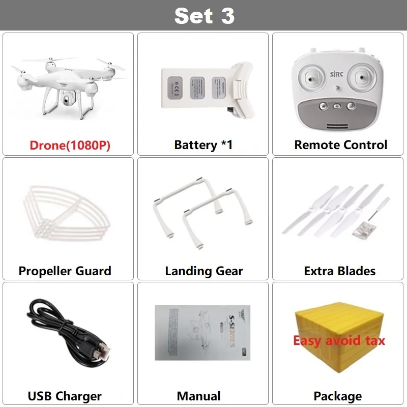 Set3 1080P 1B White Радиоуправляемый Дрон Teeggi S70W с регулируемой камерой FPV 1080P HD gps Профессиональный Квадрокоптер Вертолет VS X8 Pro X8Pro - Цвет: Set3 1080P 1B White