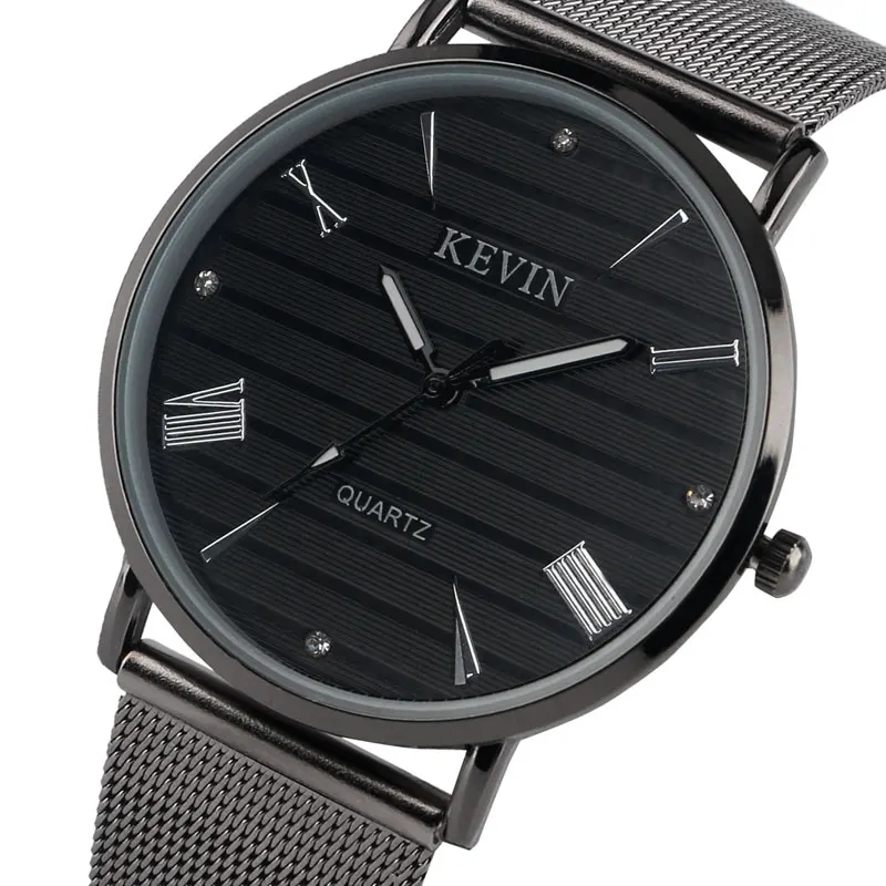 Кевин Стразы наручные часы платье Прохладный Спорт Нержавеющая сталь сетки