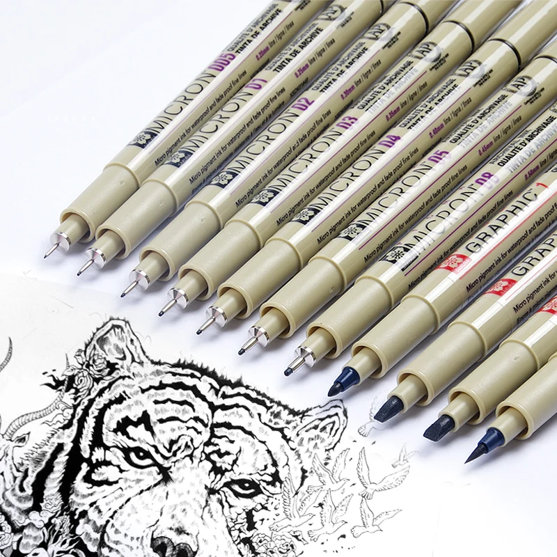 Игольчатая ручка Sakura 4 13 разных размеров Pigma Micron черная маркерная кисть XSDK вкладыш