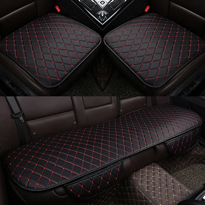 Black red line Универсальная подушка для сиденья автомобиля из искусственной кожи для Toyota corolla chr auris wish aygo prius avensis camry 40 50 чехол для сиденья автомобиля - Название цвета: Black red line