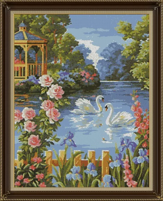 

FREE delivery Top Quality lovely beautiful counted cross stitch kit swan love in the lake swans