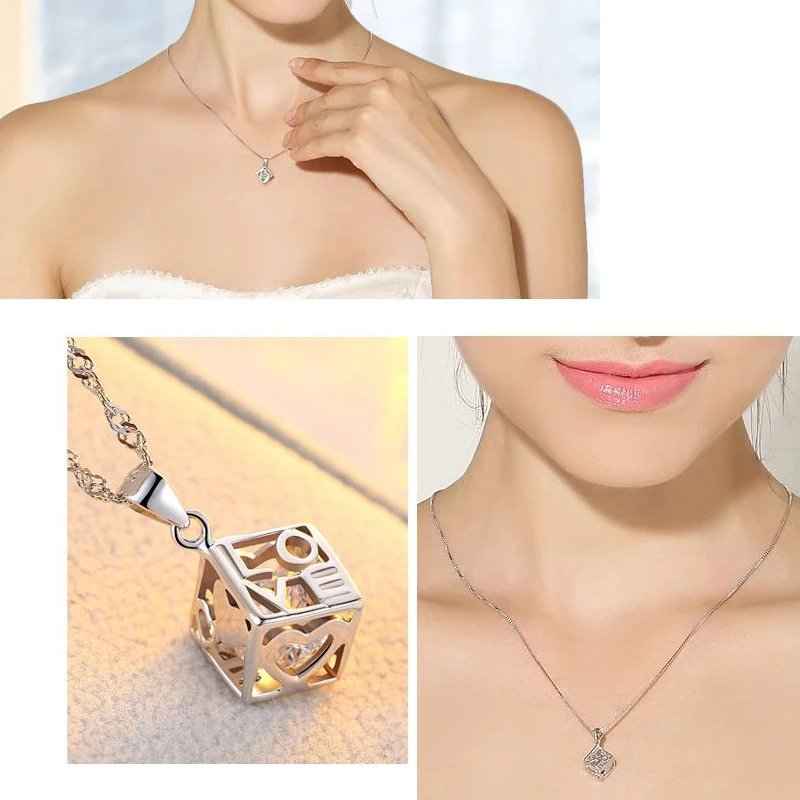 

Love Square Pendant Necklace Fashionable Love Rubik's Cube Pendant Female Square Love Rubik's Cube Pendant
