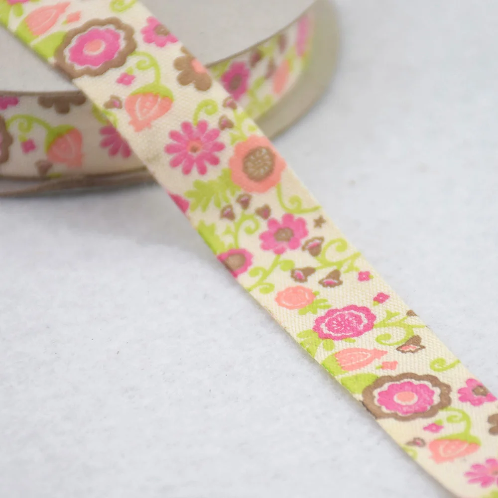 15mm width flower printed ribbons cotton Grosgrain ribbon lace satin DIY hairbow accessories gift package #3464 | Дом и сад