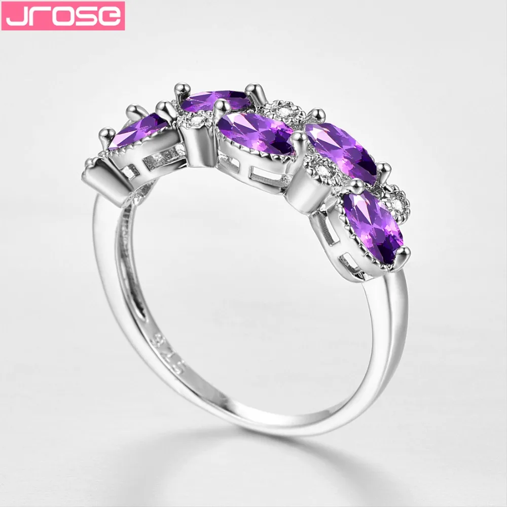 Женское кольцо JROSE модное овальное фиолетовое розовое и белое с фианитом
