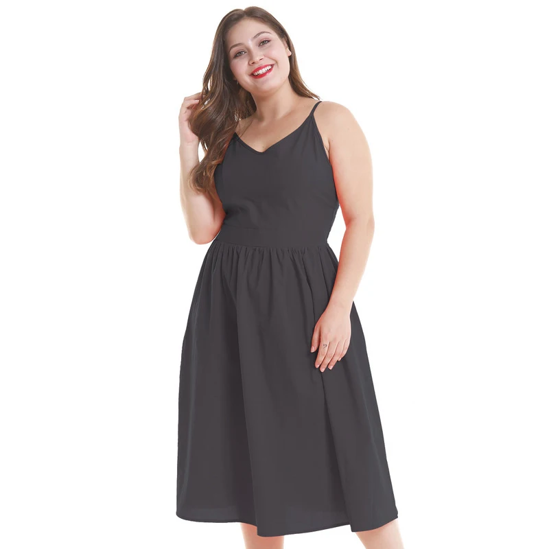 Однотонное женское платье без бретелек большого размера летнее элегантное