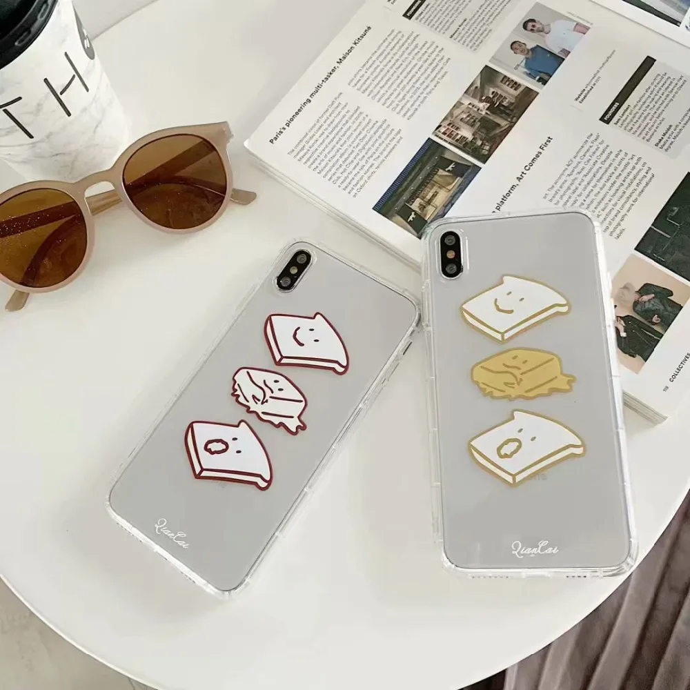 ORYKSZ Cute Bread Phone Case For iPhone X XS Max XR Cover iphone 8 7 6S Plus Silicone Ultra thin Tpu Clear Transparent |