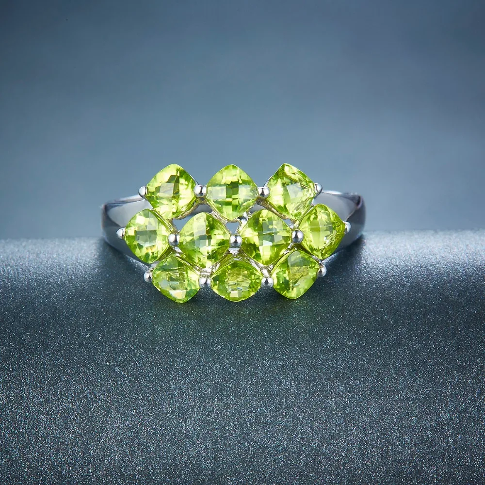 Hutang обручальное кольцо 3.6ct натуральный Перидот Твердые 925 пробы серебро шахматная доска огранка драгоценный камень ювелирные украшения для женщин подарок