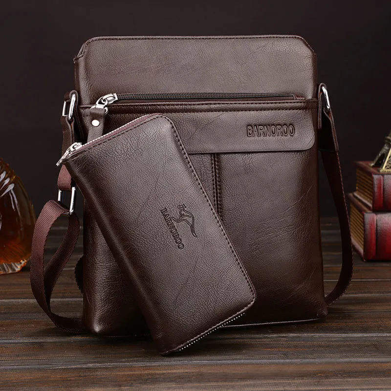 Brown with Wallet Чёрный коричневая мессенджер почтальона рабочая деловая офисная дипломат портфель сумка мужская женский мужчина женская для документов работы через плечо сумочка барсетка портмоне планшет класический муж повседневная - Цвет: Brown with Wallet