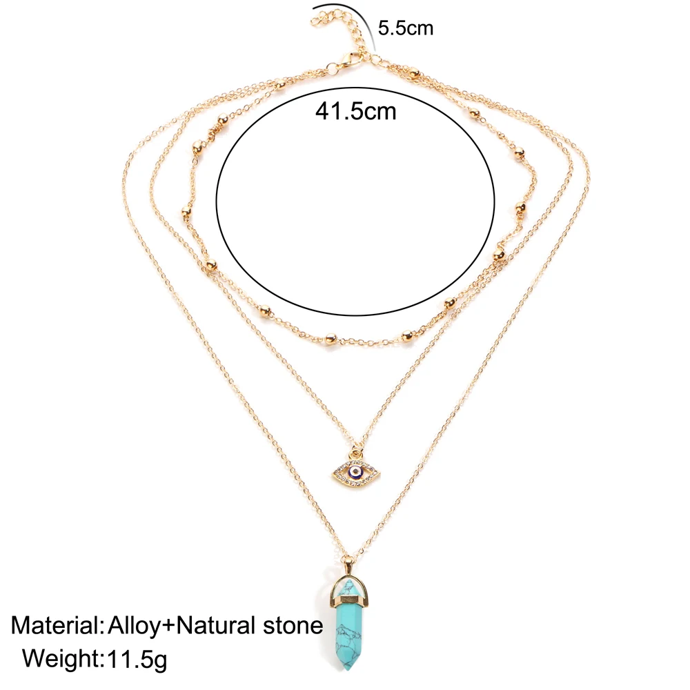 Женское многослойное ожерелье IF ME длинные цепочки с турецким глазом Подвесные