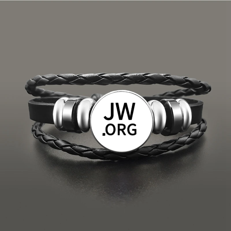 JW. Орг кожаный браслет иеговиста JW Стекло кабошон браслеты с кнопками для Для мужчин Для женщин ювелирные украшения с христианской символикой - Окраска металла: 3