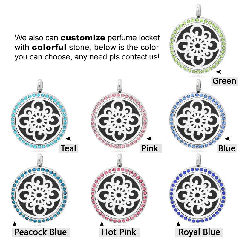 Оптом и в розницу 30 мм кристалл из нержавеющей стали эфирное масло Ожерелье