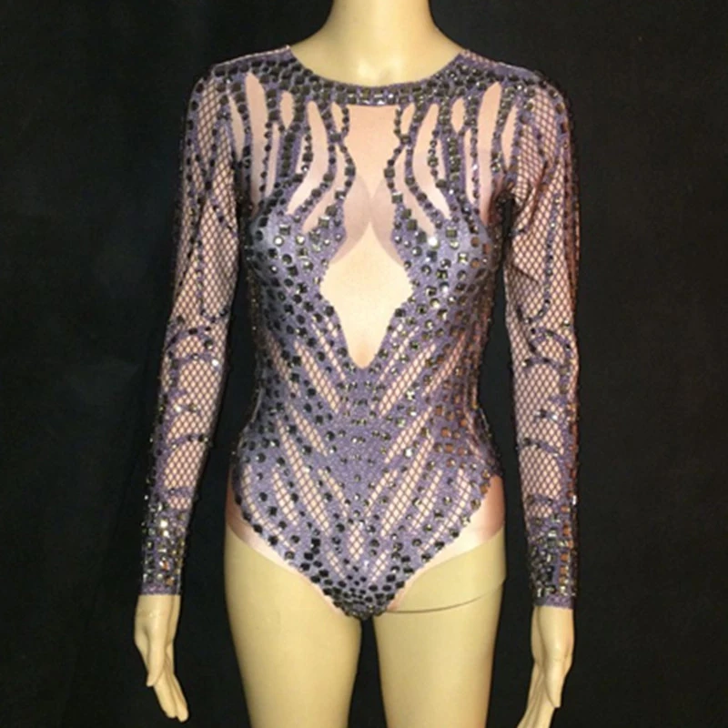 Sexy Stage Bodysuit Sparkly Rhinestones Jumpsuit Women for Christmas Celebrate Nightclub Clothing Performance Stage Costumes