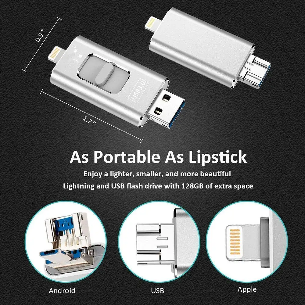 USB флеш накопитель 3 в 1 для iPhone/Android 16 ГБ 32 64 128 флешка OTG Usb 0 внешний флэш карта