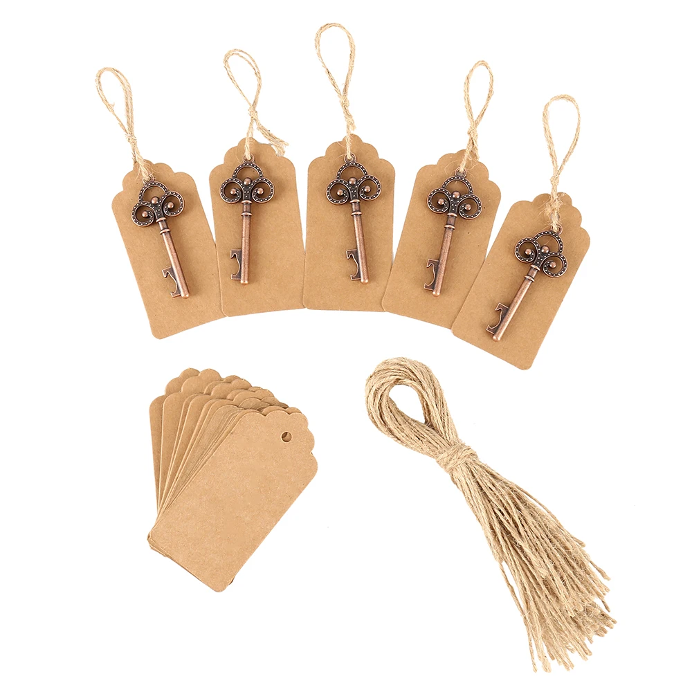 

50pcs Wedding Souvenirs Skeleton Bottle Opener + Tags vintage Wedding Favors and Gifts for Guest Party decoration Favors box