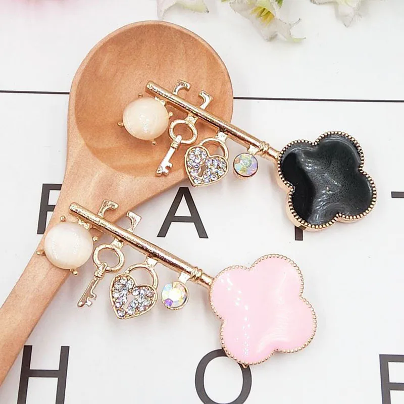 Dower Me Brand 2pcs colorful love keys Phone Drilling Mobile DIY Accessories Rhinestone Metal Decoration | Мобильные телефоны и
