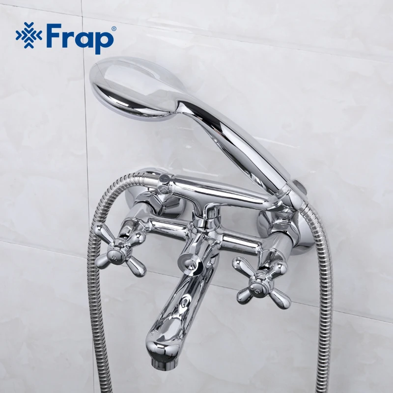 

Frap 1 Set Shower Bath Faucet Wall Mounted Cold and Hot Water Mixer Short Nose Double Handle Brass Shower Faucets F3025