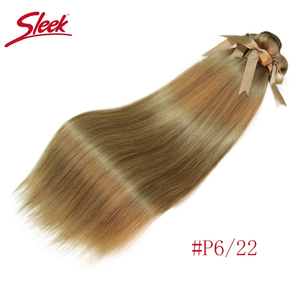 P6-22 Гладкие бразильские волнистые волосы Remy P27/613 P6/22 P8/22 Пряди 10-24 дюйма прямые человеческие волосы для наращивания блонд, волнистые пряди - Цвет волос: P6-22