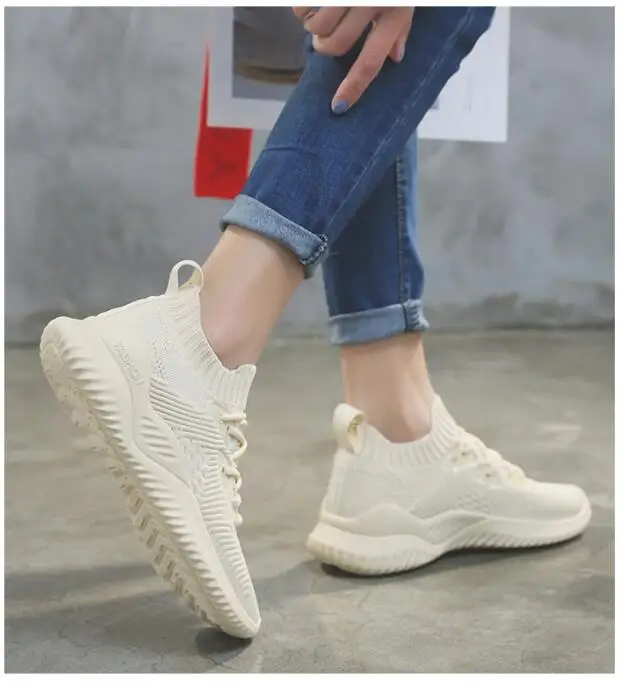 

Women Running Shoes Cushioning Breathable Mesh Height INS Ulzza Harajuku Sneakers Outdoor Flats Walking Shoes For Women