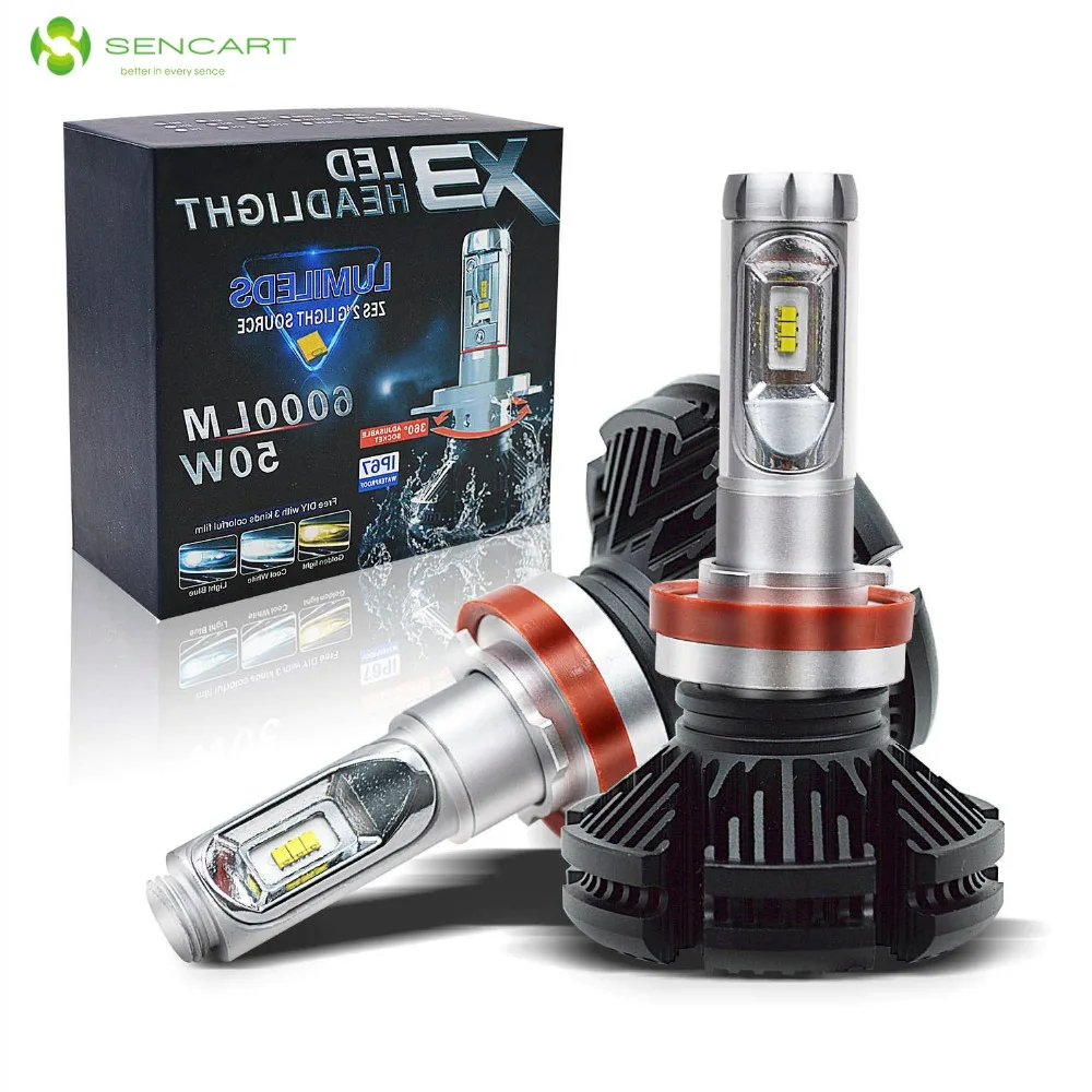 2 шт. X3 светодиодный фары 50 W 6000LM H4 H7 фар автомобиля 6500 K зэс чип H1H7 H11 9005 HB3 9006 HB4 Авто