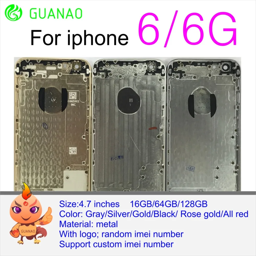 Для iphone 6 6S задняя крышка корпуса чехол средняя рамка Корпус корпуса для iphone 6 6S плюс металлический корпус крышка заказ IMEI